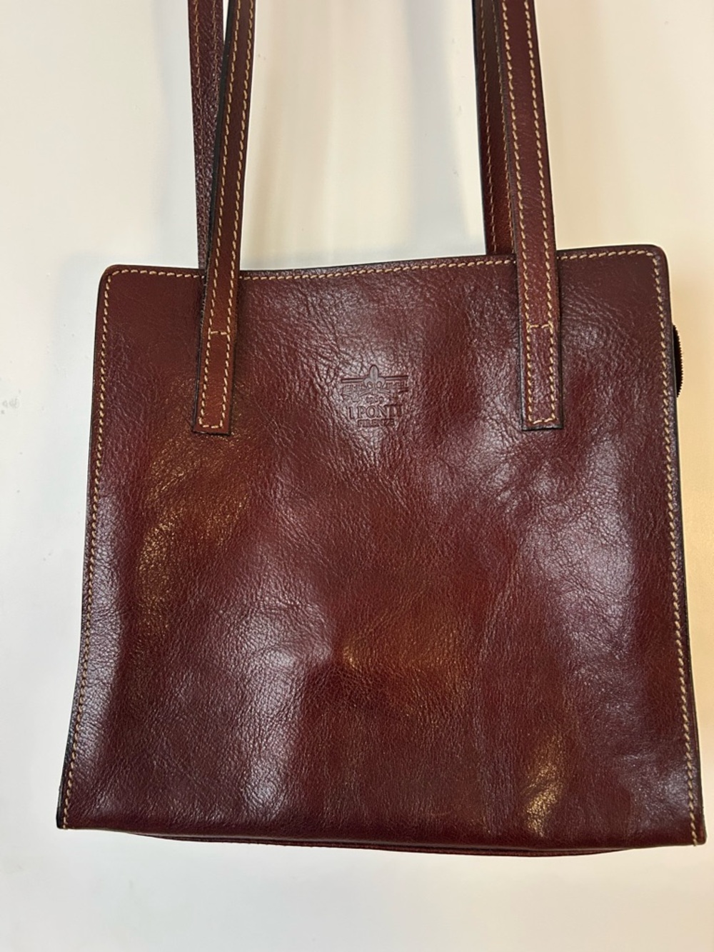 Genuine Italian Leather Shoulder Bag in Deep Brown by I PONTI FIRENZE